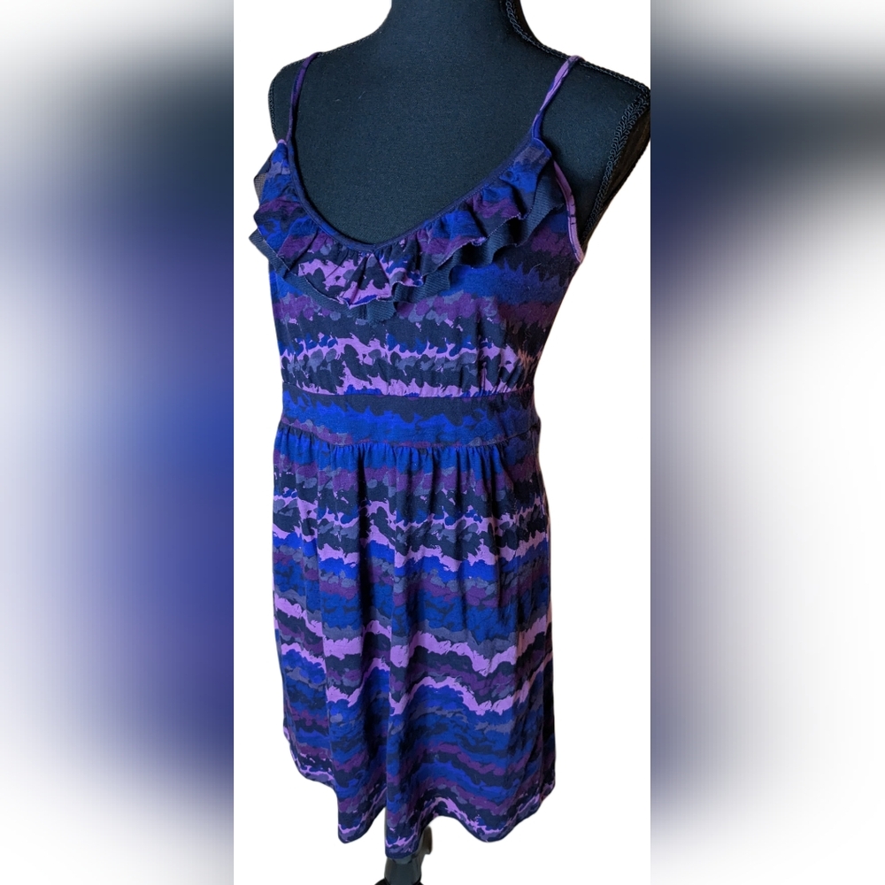 Banana Republic 100% Cotton Purple Ruffle Tank Dress